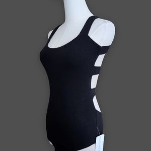 Black Cage-Back Bodysuit, Women's S